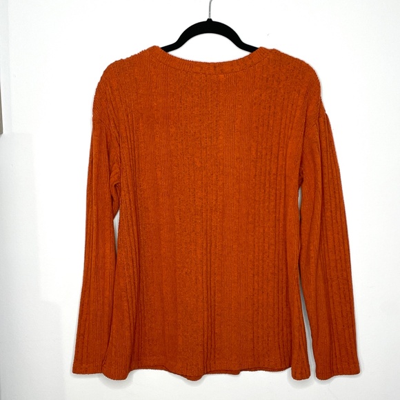 Hot Touch Brand -Rust Orange Rib Knit Long Sleeve Sweater | Size: Large - Picture 2 of 2